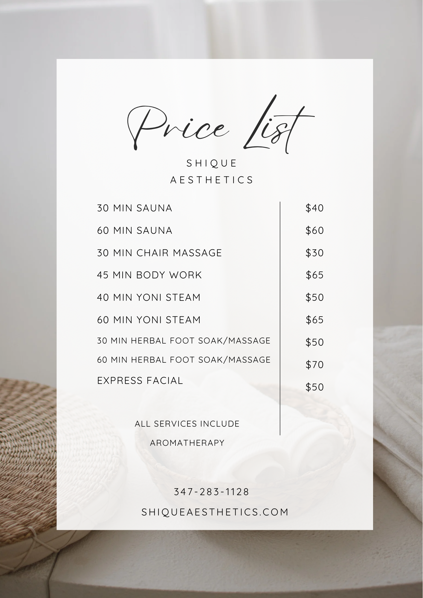 Specialty price list