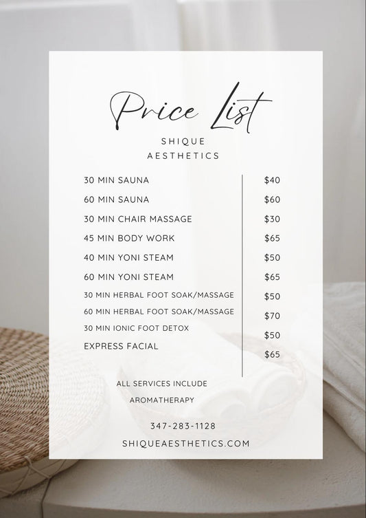 Specialty price list